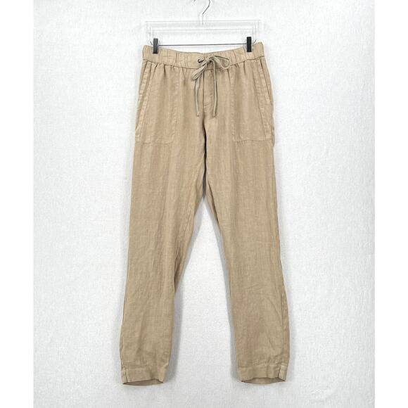 ENZA COSTA Linen Easy Pants Womens Medium Dark Clay Tan Pull On Drawstring NEW - Picture 2 of 14
